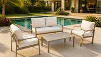 Aktionspreis KD Mailorder Aluminium-Rahmen Langlebiges Modernes Outdoor-Sofa-Set (Champagner) für Villa & Hof