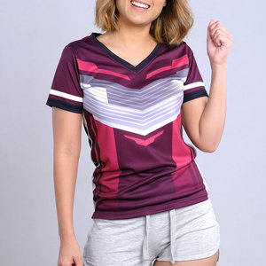 T-shirt solide de sublimation de couleur personnalisée confortable de haute qualité T-shirt en polyester blanc en coton doux pour les femmes - Product Image 1