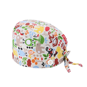 Floral Print <b>Scrub</b> <b>Cap</b> Cotton Knitted Seamless Fusing Unisex Hospital Uniform Accessory with Tie Back Design - Product Image 3