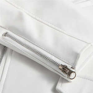 Veste de moto en cuir blanc de haute qualité pour femmes, vêtements d'extérieur abordables, élégants et confortables pour l'automne et l'hiver - Product Image 5