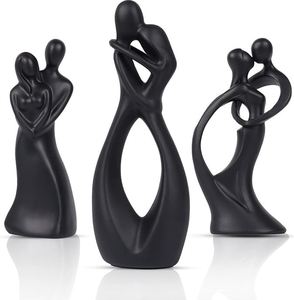 AK Brass Beautiful Couple Kissing Statue Escultura de mesa de metal en acabado negro Juego de 3 al mejor precio para el Día de San Valentín - Product Image 3