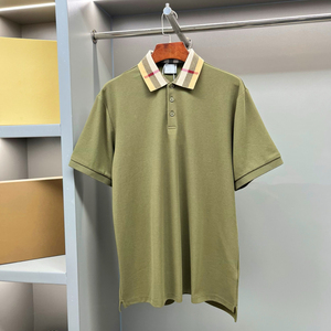 Polo de Manga Corta para Hombre, Color Verde Oliva, Algodón Piqué, Casual, Color Sólido, Cierre de Botones, Corte Regular, Tejido Transpirable - Product Image 1