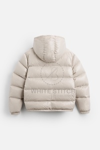 Veste matelassée en duvet de canard gris perle avec logo personnalisé, coupe régulière, col montant, poches zippées, vêtements d'extérieur d'hiver, vestes pour hommes - Product Image 6