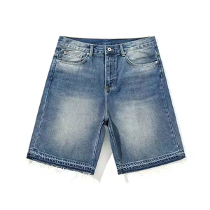 Mon short d'été en jean personnalisé avec poches amples taille moyenne respirant solide streetwear et logo personnalisé - Product Image 1