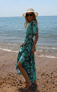 Nuevo Vestido de Verano para Mujer, Estilo Boho, Cuello en V, Manga Corta, Largo hasta el Suelo, Tie Dye, Rayas, Ecológico, Personalizable OEM - Product Image 3