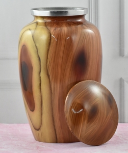 Belle urne de crémation en métal marron de style moderne pour restes humains ou cendres d'animaux domestiques - Product Image 1