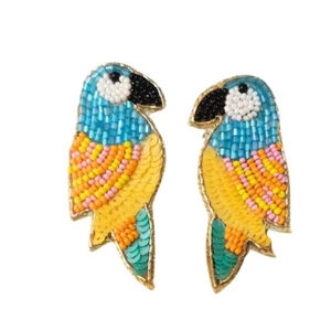 2023 New Mardi Gras Embroidered Beaded Earrings Handmade Colorful Leaf Three Color Fashion Jewelry Cross-Stitching & <b>Needlework</b> - Product Image 1