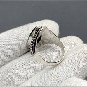 Nouvelle mode, bague de mariage en agate mousse de forme poire 9x18mm, faite à la main, argent sterling 925, bijoux bohèmes pour femmes, oxydé - Product Image 6
