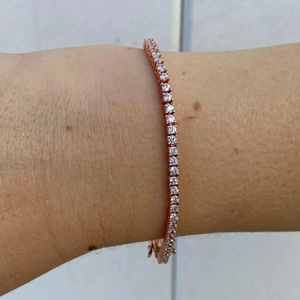 Brazalete de Tenis Moderno y Elegante con Diamantes de Moissanita Redondos, Chapado en Oro Rosa sobre Plata 925, Joyería Fina de Lujo - Product Image 1