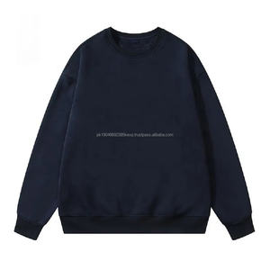 Sudaderas de cuello redondo de gran tamaño con logotipo personalizado para hombre, ropa de calle ligeramente recortada, Sudadera con capucha, algodón de rizo no tejido, invierno, sólido - Product Image 4