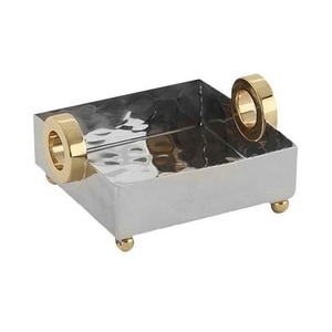 Porte-serviettes en métal argenté de haute qualité et boîte à mouchoirs Finition artisanale de luxe pour hôtels restaurants salles de bain - Product Image 3