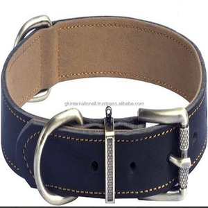 Collar de cuero negro hecho a mano para perro y mascota, grueso y fuerte, con anillos 2 D y hebilla de rodillo de diseño, tamaños personalizados - Product Image 3