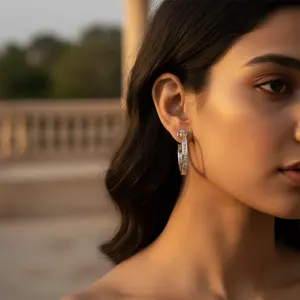 Pendientes de Aro de Plata de Ley 925 con Circonita Cúbica, Joyería Fina para Mujer de Uso Diario - Product Image 2