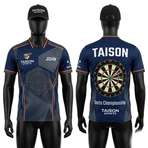 เสื้อดาร์ทพรีเมียม 180 GSM ผ้าโพลีเอสเตอร์ ระบายอากาศได้ดี สีกรมท่า-เทา ดีไซน์ลายแผง พิมพ์ลายแบบ Sublimation  พร้อมสกรีนชื่อ เบอร์ และโลโก้ตามสั่ง - Product Image 6