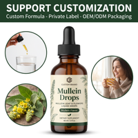 Tetes Cair Daun dan Bunga Mullein Suplemen Makanan Oral 60 ml Botol Antioksidan Dewasa Formula Khusus Label Pribadi OEM ODM