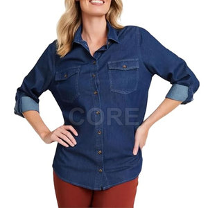 Vente en gros de chemises jeans pour femmes dernière conception de chemises jeans de haute qualité pour femmes - Product Image 1