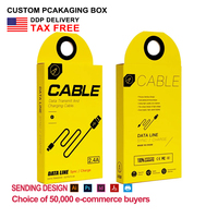 Boîte d'emballage de chargeur de câble Usb personnalisé Boîte imprimée d'emballage d'électronique grand public mobile avec logo et fenêtre transparente en PVC