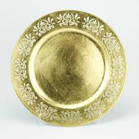 Assiette de chargeur en métal noir élégante pour les événements de fête de mariage d'hôtel servant une assiette de service en gros