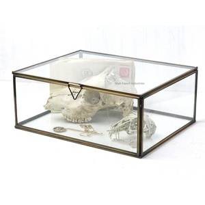 Joyero Rectangular de Latón y Vidrio, Caja de Exhibición Decorativa Chapada en Oro, Anillo, Pendiente, Caja de Almacenamiento de Joyas - Product Image 4