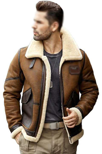 Chaqueta de Piel para Hombre, Chaqueta Bomber de Cuero Original, Chaqueta de Invierno de Cuero Genuino con Forro de Piel, Personalizable - Product Image 3