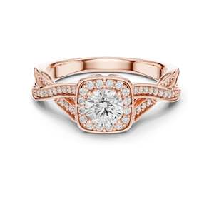 Bague de fiançailles halo avec diamant de laboratoire rond taille brillant de 0,78 carat, clarté VVS-VS EF, or 18 carats, 14 carats, 10 carats et argent 925, rose - Product Image 2