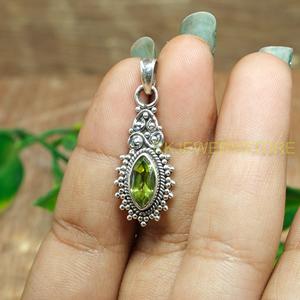 Pendentif en argent sterling 925 fait main avec pierre précieuse péridot vert naturel, style vintage filigrané, pour femmes, bijoux ethniques bohèmes - Product Image 5