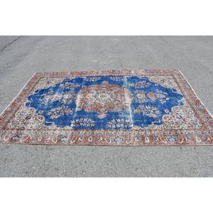 พรมขนแกะลายเย็บปะสีส้มสีน้ำเงินแบบดั้งเดิมขนาด5'8 "x 9 'สไตล์ตุรกีสไตล์ทาบริซยางเส้นใยวิสคอสสำหรับวัยรุ่นโถงทางเดินสี่เหลี่ยมผืนผ้าขนาด9x12" - Product Image 3