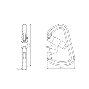 YAC012T D-Shape Carabiner Aluminum Alloy with Anodized Finish - Product Image 2