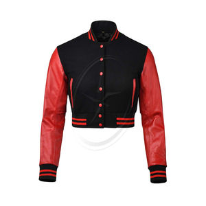 Veste de baseball en laine de cuir de qualité supérieure pour femmes avec décoration brodée - Product Image 1