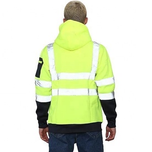 Sweat à capuche haute visibilité pour homme, vêtements de travail réfléchissants, vêtements de travail imperméables et coupe-vent en polaire, logo personnalisé - Product Image 4