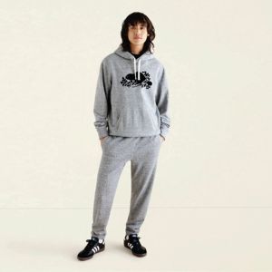 Sweat à capuche pour homme en molleton French Terry 100% coton gris chiné, logo personnalisé brodé, imprimé à l'écran, streetwear, coupe classique - Product Image 2