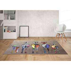Graffiti Zebra Printed <b>Rug</b> - Modern, Colorful, and Unique,<b>Chenille</b> <b>Rug</b> - Product Image 3
