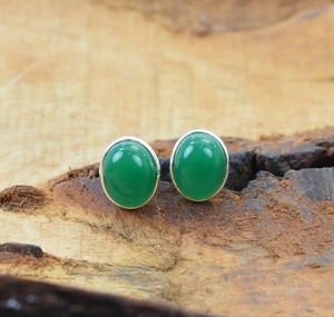 Onyx vert pierres précieuses boucles d'oreilles bijoux pour femmes argent Boho Style bijoux 925 argent Sterling tendance boucles d'oreilles faites à la main - Product Image 4