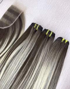 Paquets de cheveux humains vierges et frontaux transparents HD Piano coloré 12/60 avec fermeture à lacet vendeur de cheveux bruts - Product Image 2