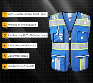 Chaleco de Seguridad para Trabajo, Correas Reflectantes de Alta Visibilidad con Múltiples Bolsillos y Logotipo Personalizado, para Construcción, en el Trabajo, a la Moda - Product Image 2