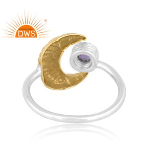 Anillo ajustable de piedras preciosas de iolita Natural de plata esterlina de último diseño, fabricante de joyería personalizada - Product Image 4