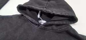 <b>Men's</b> Casual <b>Black</b> Acid Wash 100% Cotton Hoodie and Flare Sweatpants Set Oversized Ripped Raw Hem for Autumn - Product Image 6