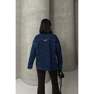 XLove Jeans Women's Brown 100% Cotton <b>Denim</b> <b>Jacket</b> with Pockets, Classic Regular Fit, Long Sleeve, Turn-down Collar for Autumn - Product Image 2