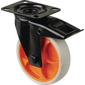 Light Grey BS Casters for Furniture 125mm Wheel Diameter 120kg Load Capacity <b>Swivel</b> Caster with Brake 104x80mm Rubber - Product Image 1