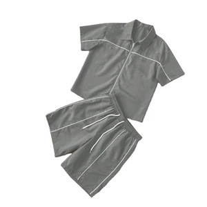 Conjuntos de Camisas para Hombre, Camisas Casuales con Cierre, Conjunto de Dos Piezas con Parches, Camisa y Pantalones Cortos de Primavera, Tejido de Punto, Color Personalizable, Alta Calidad - Product Image 1