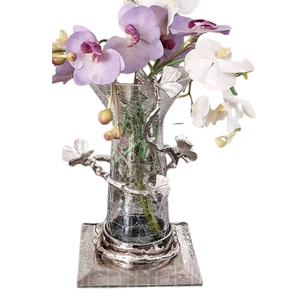 Paires de 4 vase d'affichage de table fonctionnel de fer côtier classique exclusif Vase à fleurs en métal en aluminium plaqué noir - Product Image 6