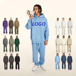 Ensemble sweat-shirt et pantalon de survêtement unisexe en molleton de coton de haute qualité, surdimensionné, lourd, 500 g/m², logo personnalisé - Product Image 2