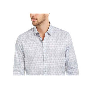Camicia Casual da Uomo Alfani a Righe Geometriche, Vestibilità Classica, 100% Cotone Popeline Traspirante, Colletto Rialzato, Taglia Small, Bianca - Product Image 2