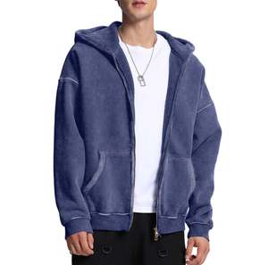 FAIABLE hommes femmes Double fermeture éclair à capuche surdimensionné lavage à l'acide lourd polaire coton fermeture éclair à capuche Vintage - Product Image 6