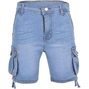 New Latest High Premium Quality 100% Cotton Stretchable Waist Knee Length Blue Man's <b>Denim</b> Shorts With Straight Style,Shorts - Product Image 1