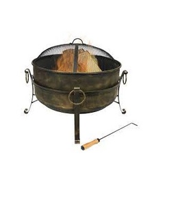 Paquete pequeño clásico para exteriores, cubierta redonda, rocas de vidrio rústico, Pellet de cerámica, Caldero de vaquero, muebles portátiles para fogatas - Product Image 4