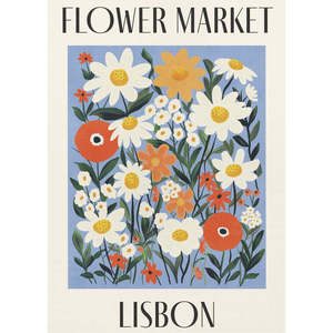 Decorazione da parete con mercato dei fiori di Lisbona, Portogallo, in materiale di carta resistente - Product Image 5