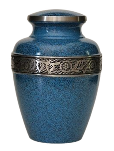Urna Funeraria de Metal (Latón/Aluminio) Azul Antigua con Grabado, para Cenizas Humanas de Adultos - Product Image 5