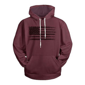 Sweat-shirt à capuche avec drapeau américain, OEM personnalisé, vintage, délavé, avec poche kangourou, pour hommes et femmes, sweat-shirts décontractés, DDP - Product Image 1