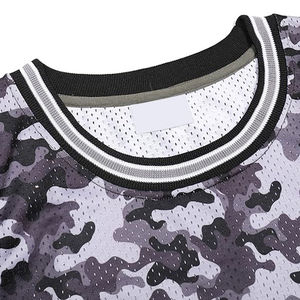 Personnalisable Réversible Basketball Jersey Nouveau Style Respirant Polyester Gris Camouflage Plus Size Vente en Gros - Product Image 3